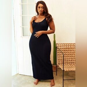 Fishnet Maxi Bodycon Dress - Black